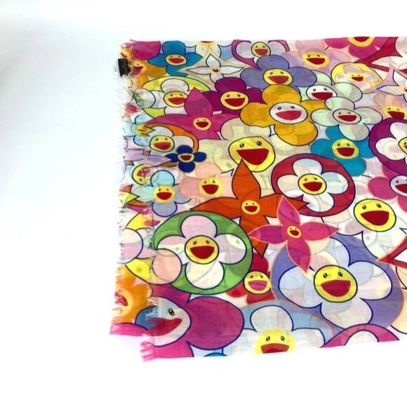 LOUIS VUITTON M72515 Murakami Takashi Cosmic Blossom Pareo Large shawl scarf - Picture 7 of 16